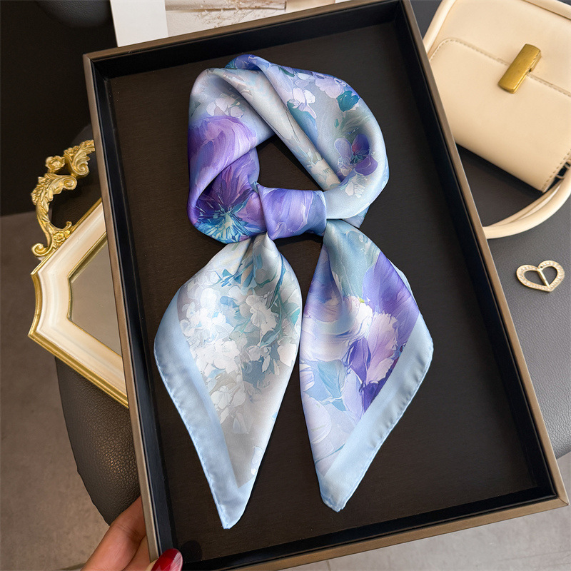2026 New Floral Print Silk Squ - огляд і ціна Ascot Neck Scarf
