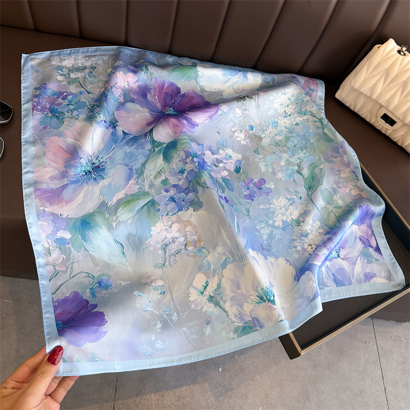 2026 New Floral Print Silk Squ - огляд і ціна Ascot Neck Scarf