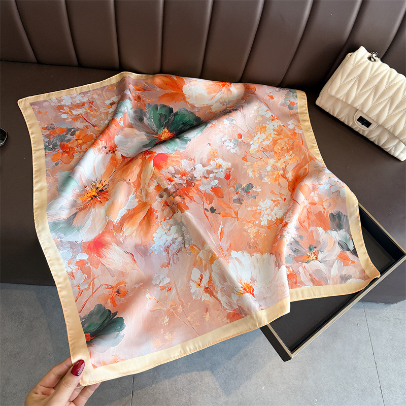 2026 New Floral Print Silk Squ - огляд і ціна Ascot Neck Scarf