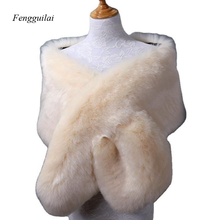 Women's White Faux Fur Shawl B - огляд і ціна Stole Wedding Shawl