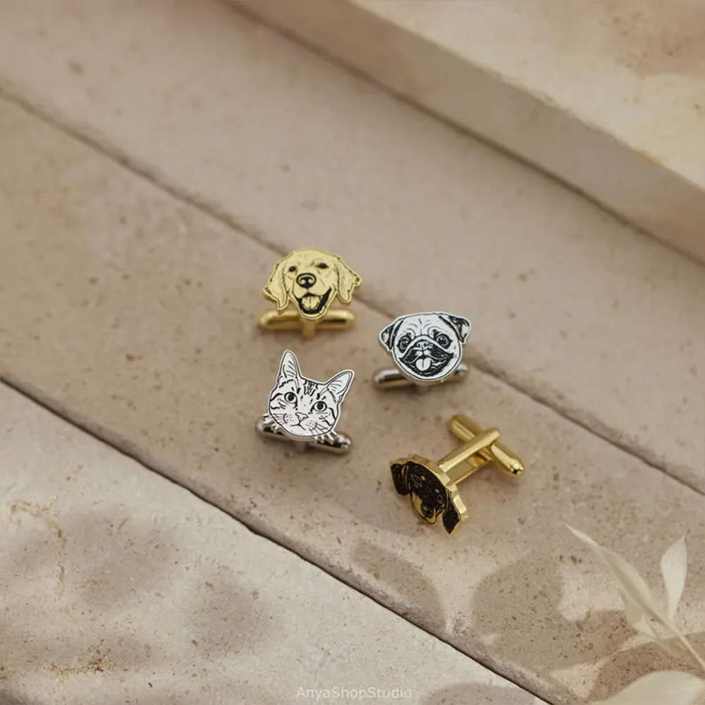 Custom Pet Portrait Cufflinks  - огляд і ціна Tie Clip Silver
