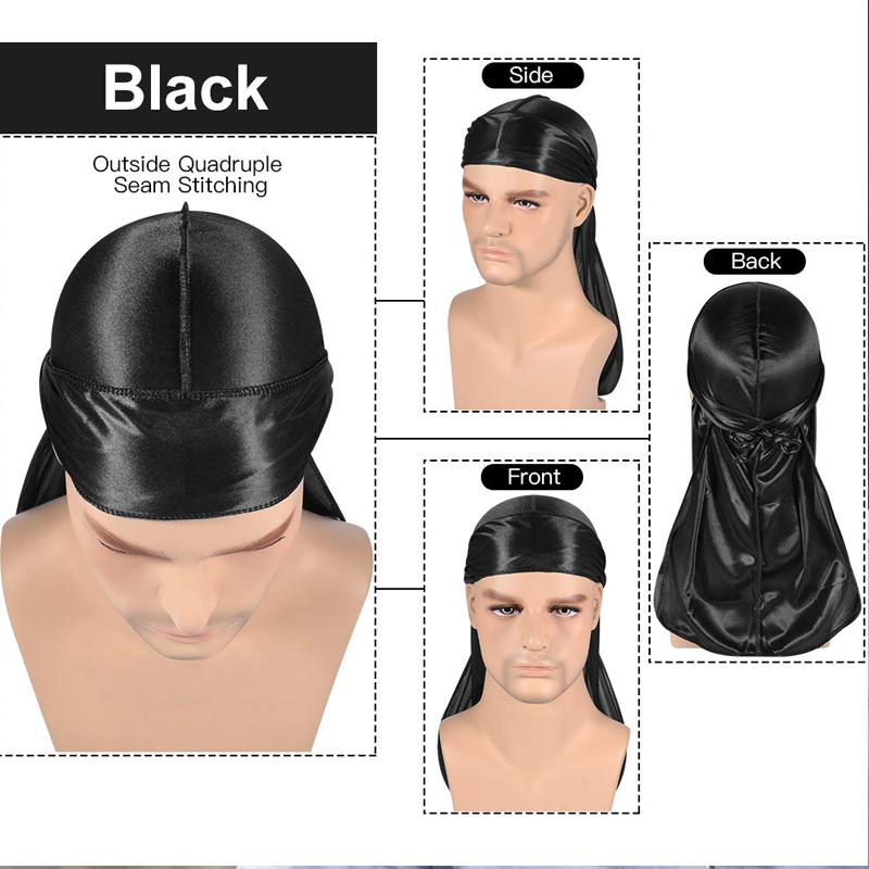 1-4Pcs New silk Durag Bandana  - огляд і ціна Bandana Doo Rag