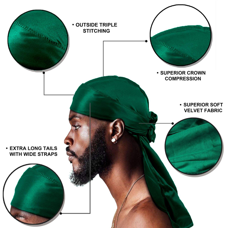 1-4Pcs New silk Durag Bandana  - огляд і ціна Bandana Doo Rag