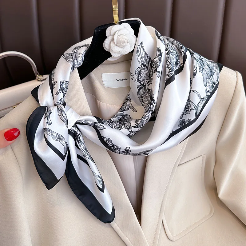 70*70cm Luxury Floral Print Si - огляд і ціна Head Wrap Turban
