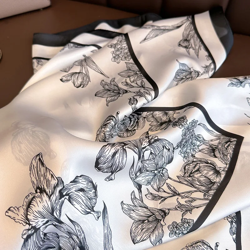 70*70cm Luxury Floral Print Si - огляд і ціна Head Wrap Turban
