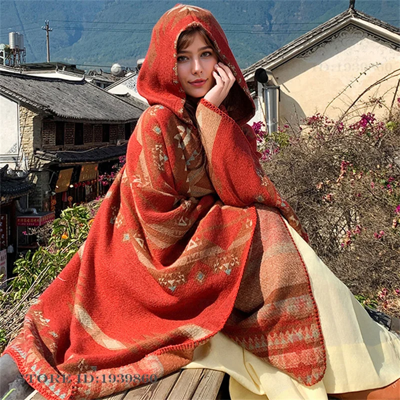 Hooded Warmth Scarf Shawl Cape - огляд і ціна Woven Scarf Blanket