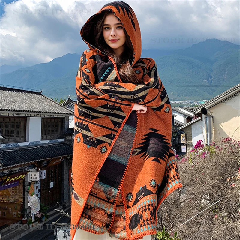 Hooded Warmth Scarf Shawl Cape - огляд і ціна Woven Scarf Blanket
