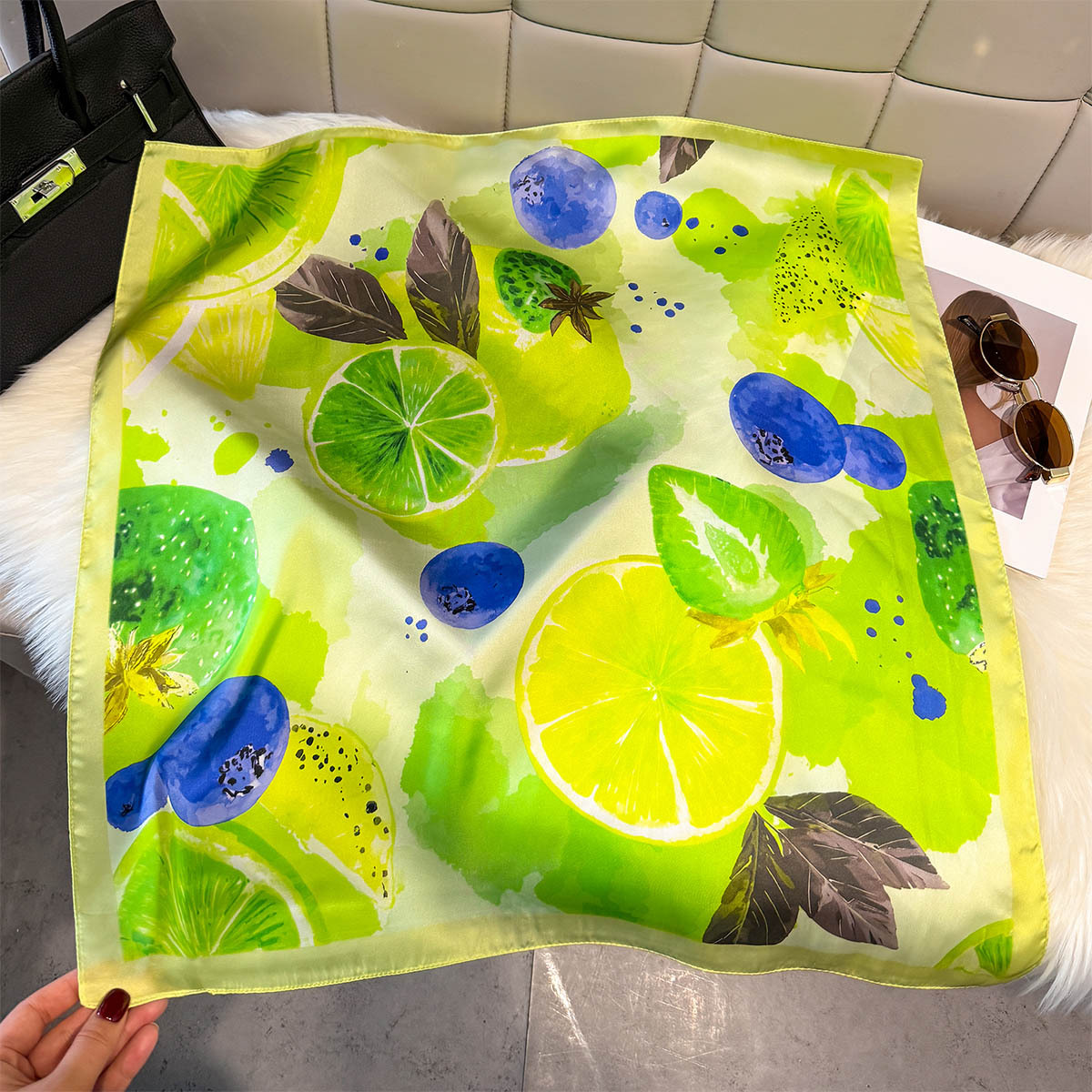 Fashion Lemon Fruit Pattern Sq - огляд і ціна Ascot Neck Scarf