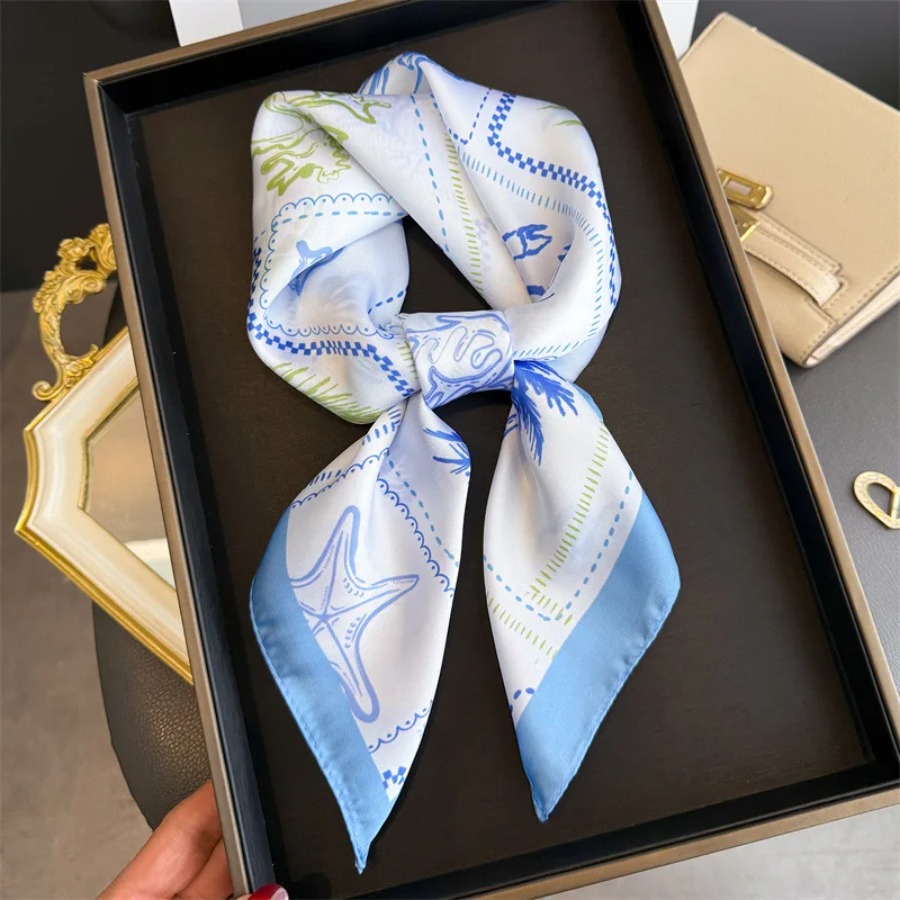 Blue Print Silk Square Scarf W - огляд і ціна Bandana Cotton